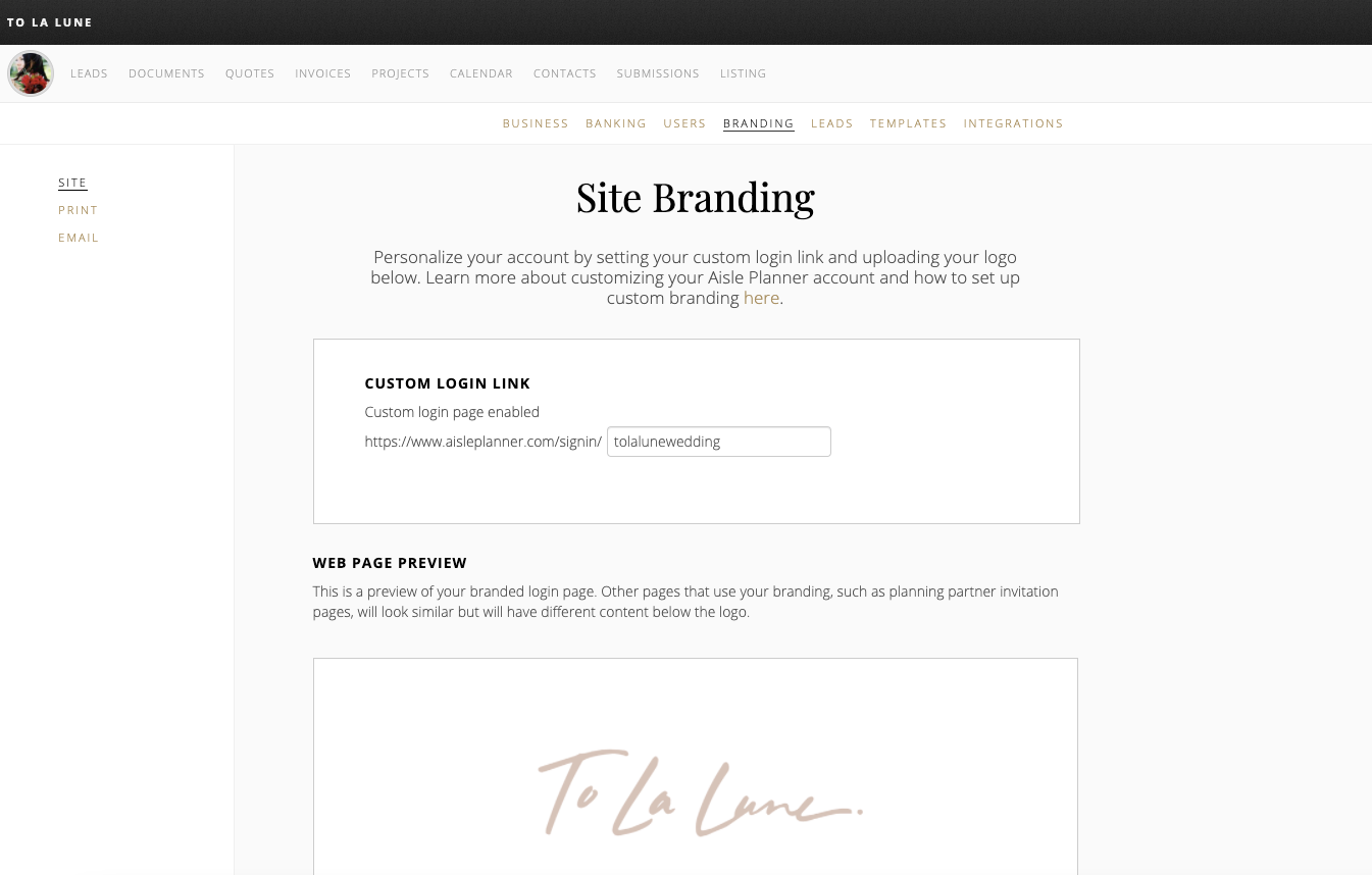 All of the Branding Features in Aisle Planner
